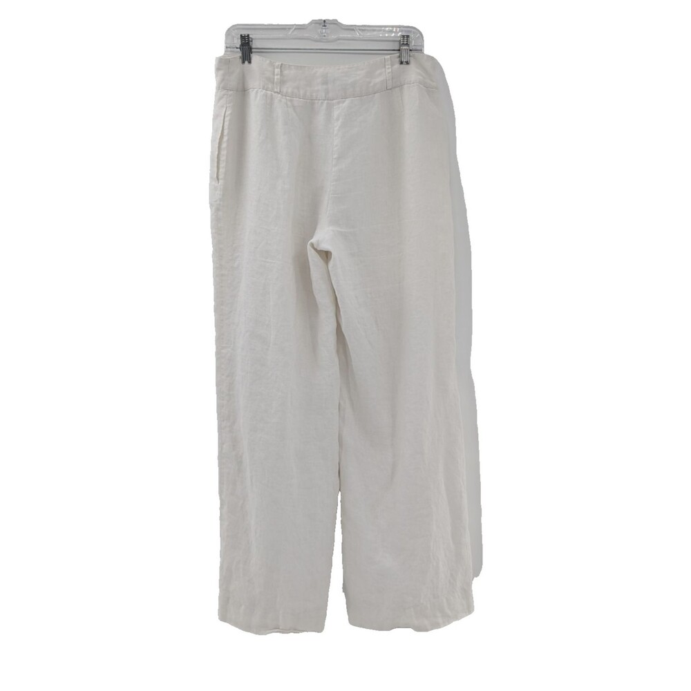 Richard Malcolm Vintage 70s 100% Irish Linen White Wide Leg Pants Size 10 32x30
